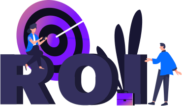 Illustration of ROI with a target and arrow, symbolizing return on investment and business goals.