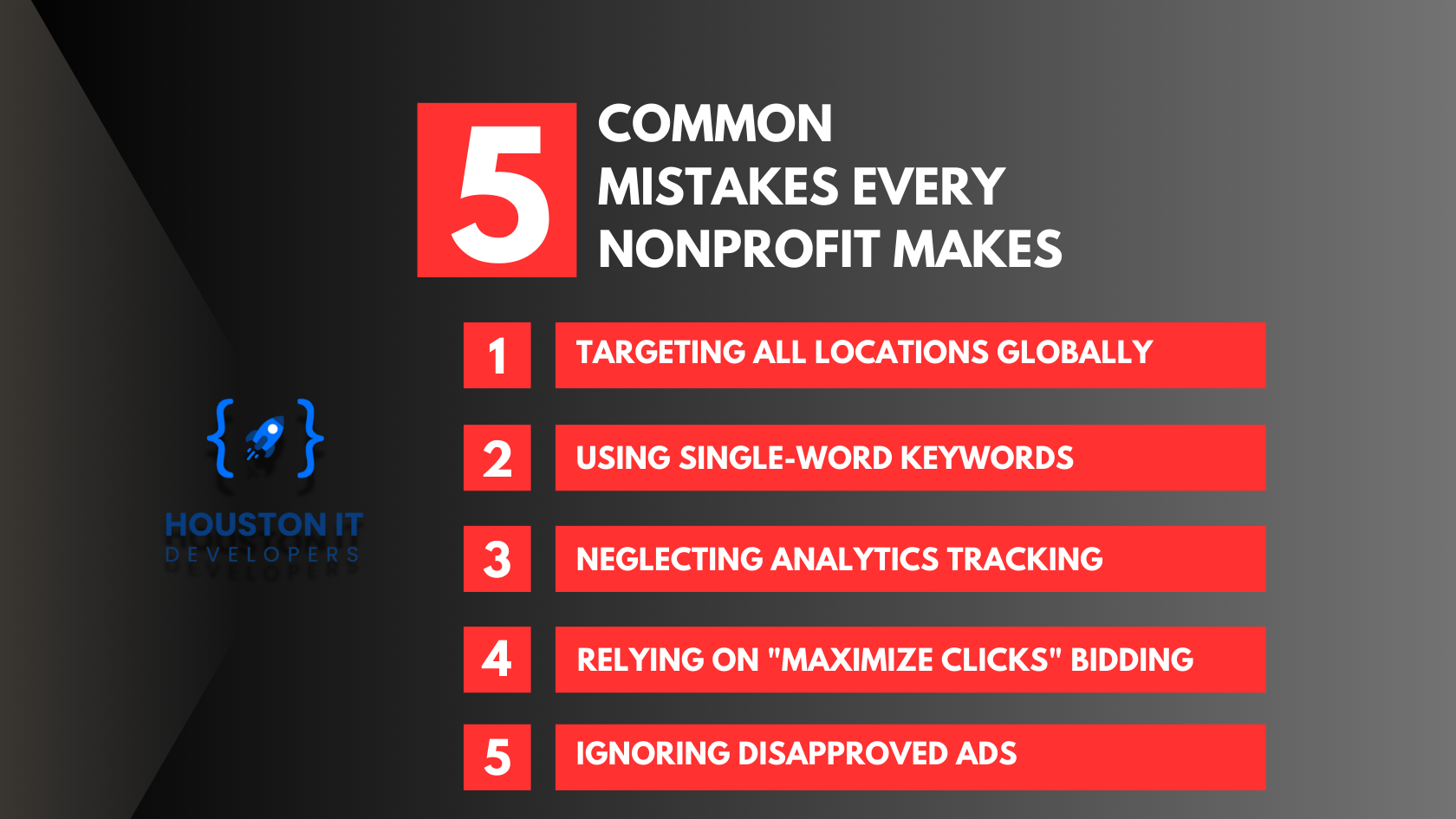 5 common mistakes every nonprofit makes with google ad grants graphic